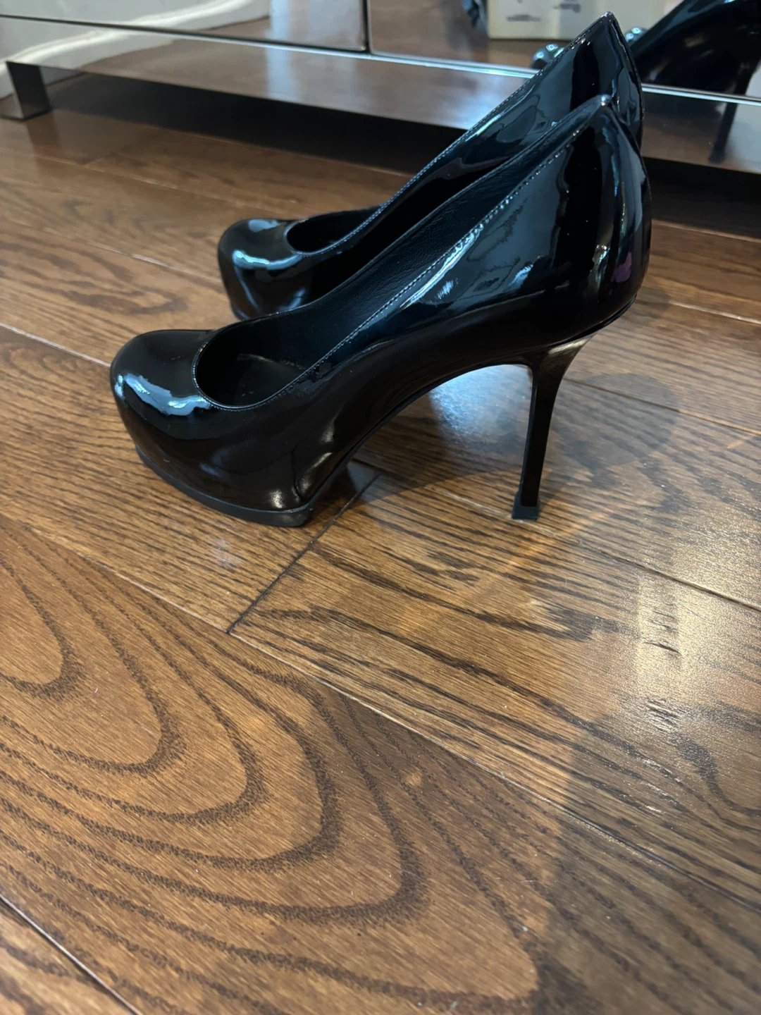 Authentic YSL Black Patent Leather platform OBO