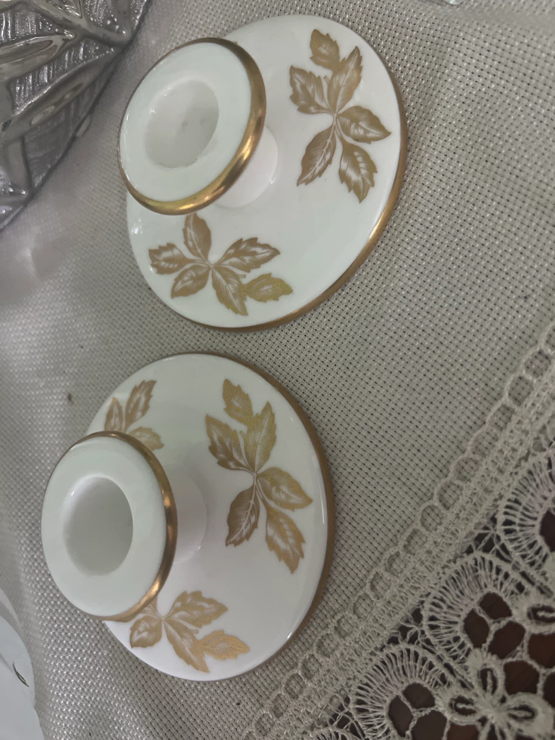 Wedgwood Gold Tonquin Bone China Candle Holders