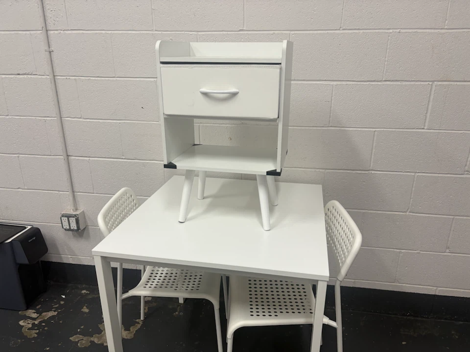 Table with chairs and night stand
