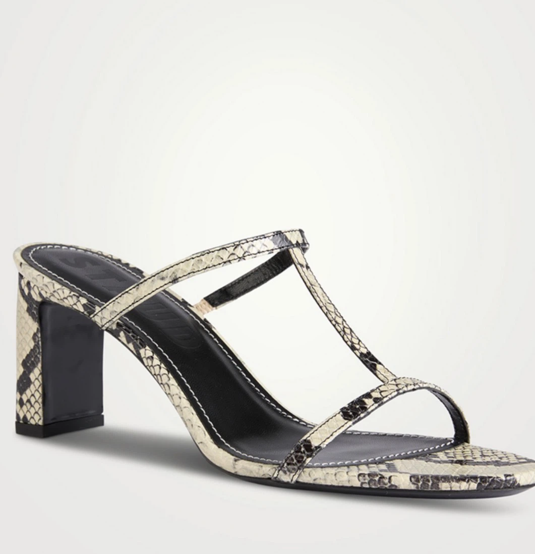 STAUD Talita White Snake Leather Heeled Mules 39 - photo 2