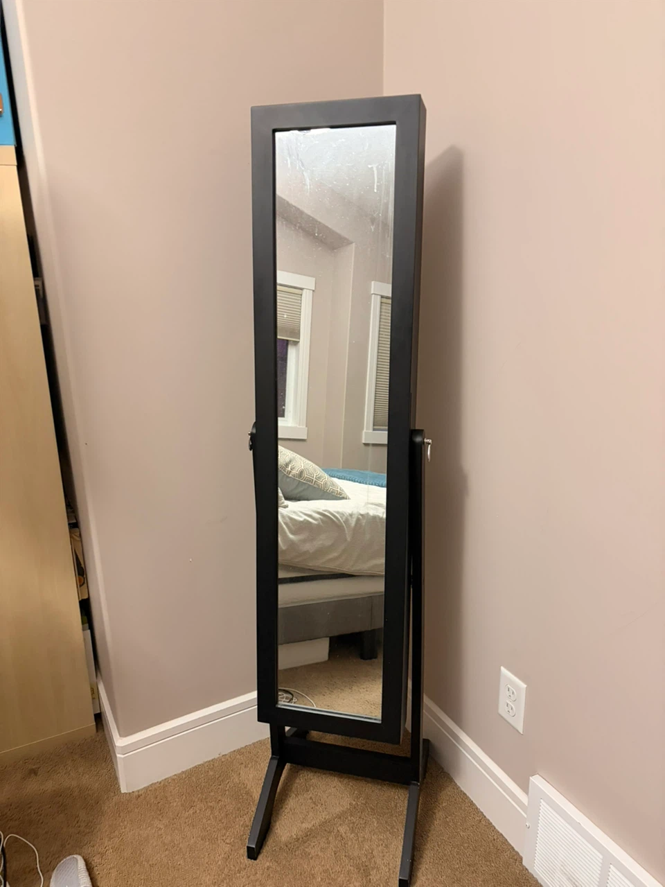 Jewelry Cabinet with Full-Length Mirror – Black