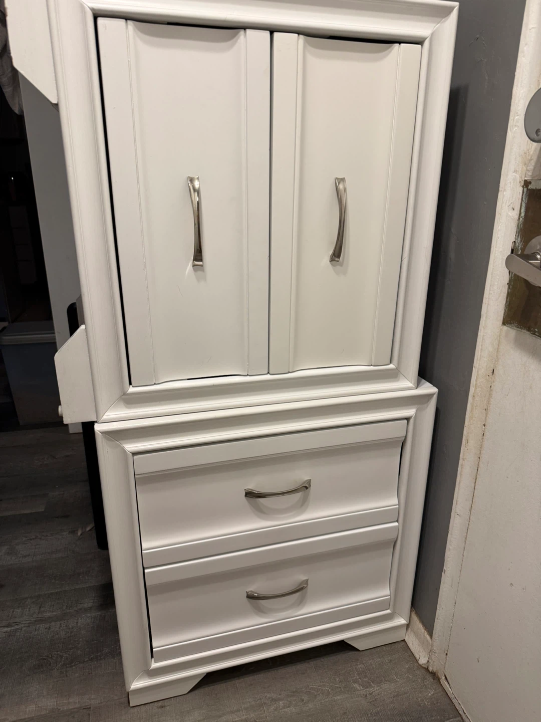 White Storage Cabinet with Two Drawers