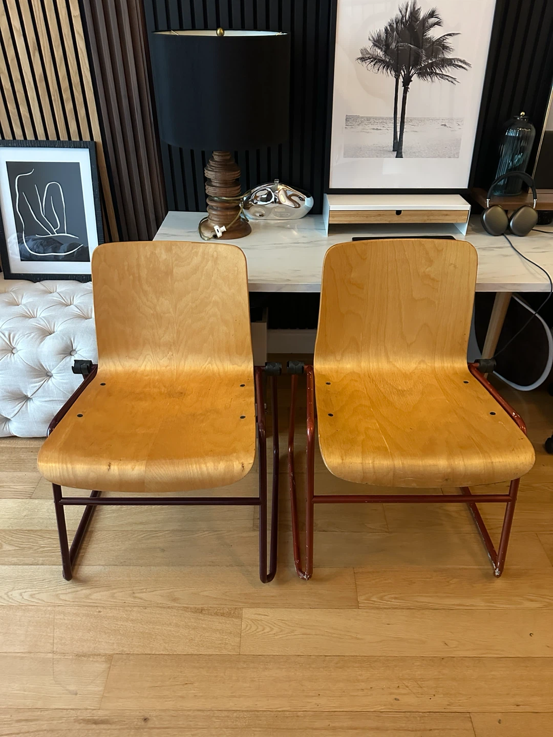 RARE VINTAGE MCM KINETICS PLY WOOD CHAIRS DINING DESK SIDE