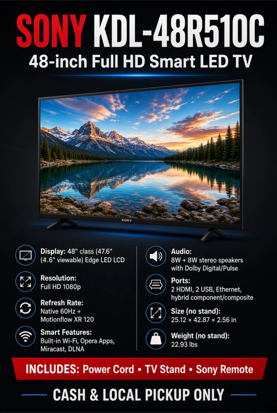 The Sony KDL-48R510C is a 48-inch class Full HD Smart LED TV - photo 2