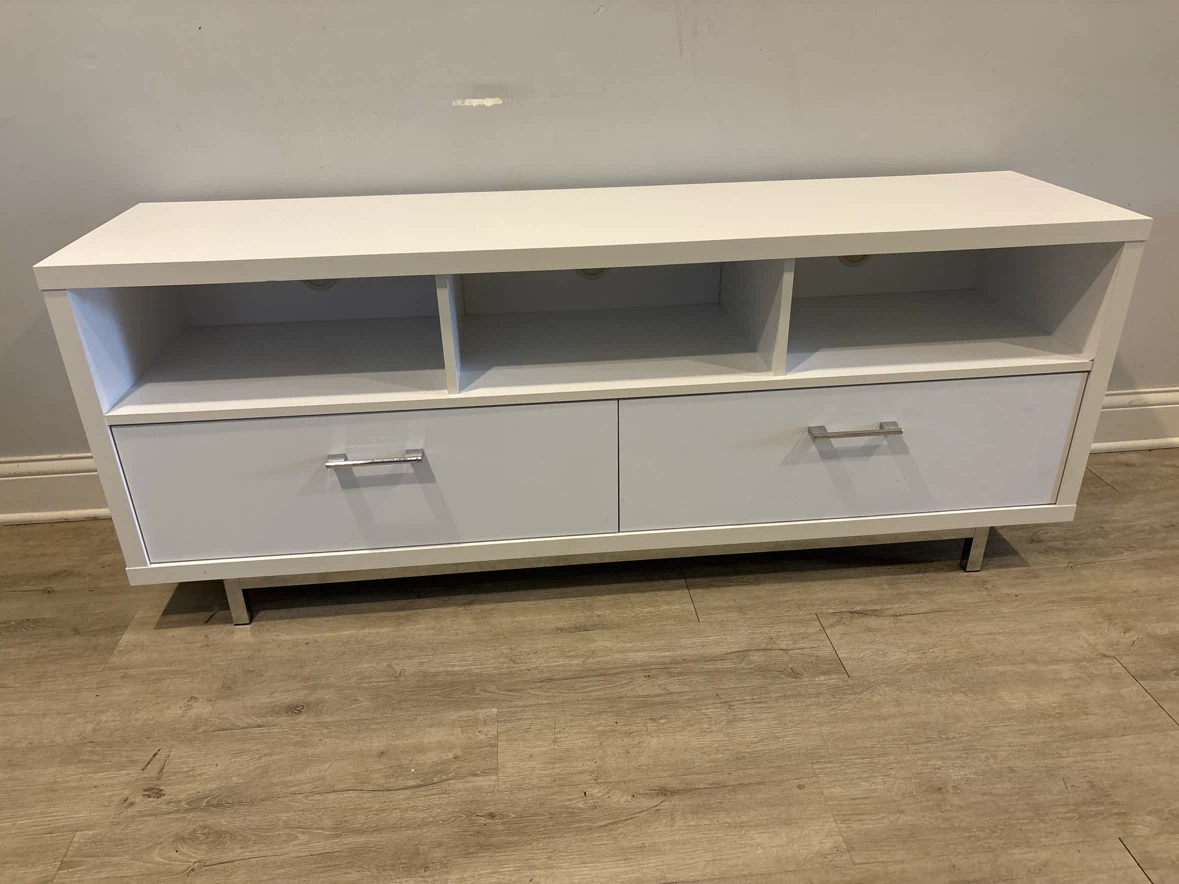 White TV Stand with Storage