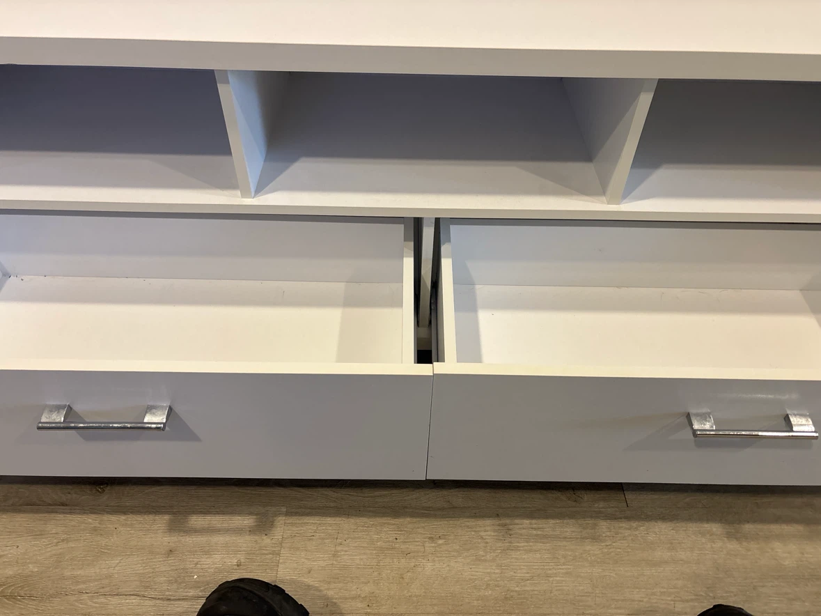 White TV Stand with Storage - photo 2