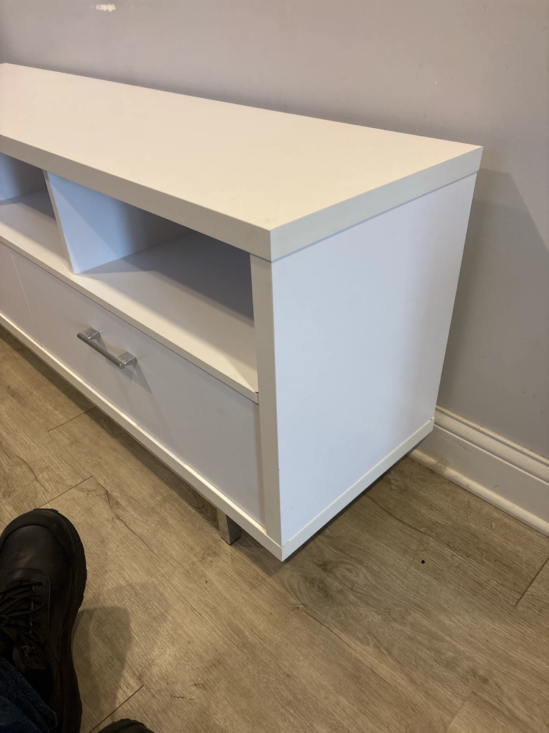 White TV Stand with Storage - photo 3