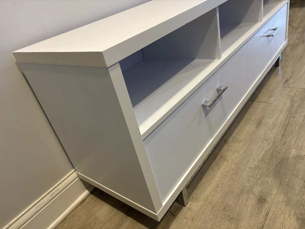 White TV Stand with Storage - photo 4