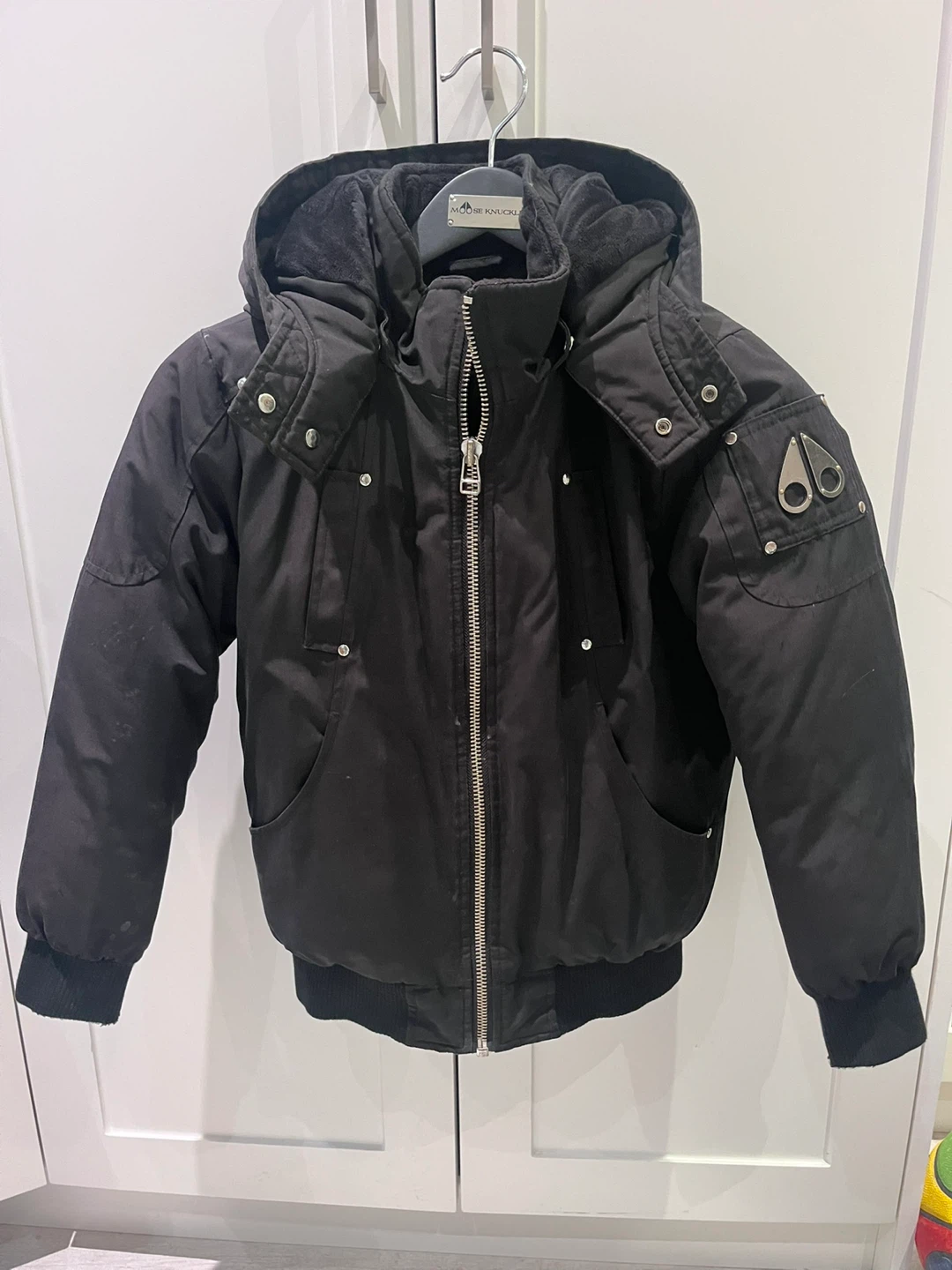 Moose Knuckles Black Bomber Jacket