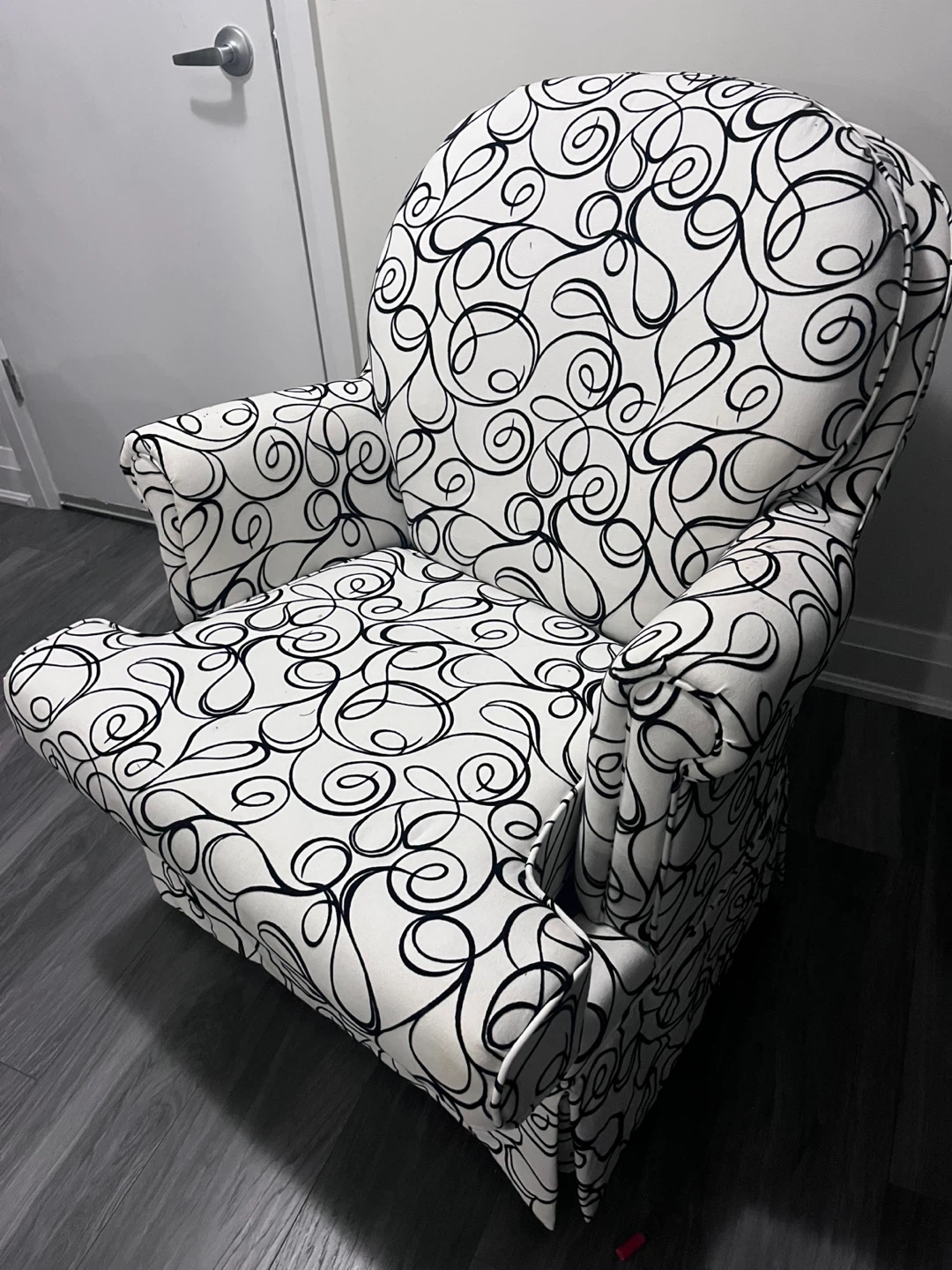 Black and White Patterned rocking Armchair