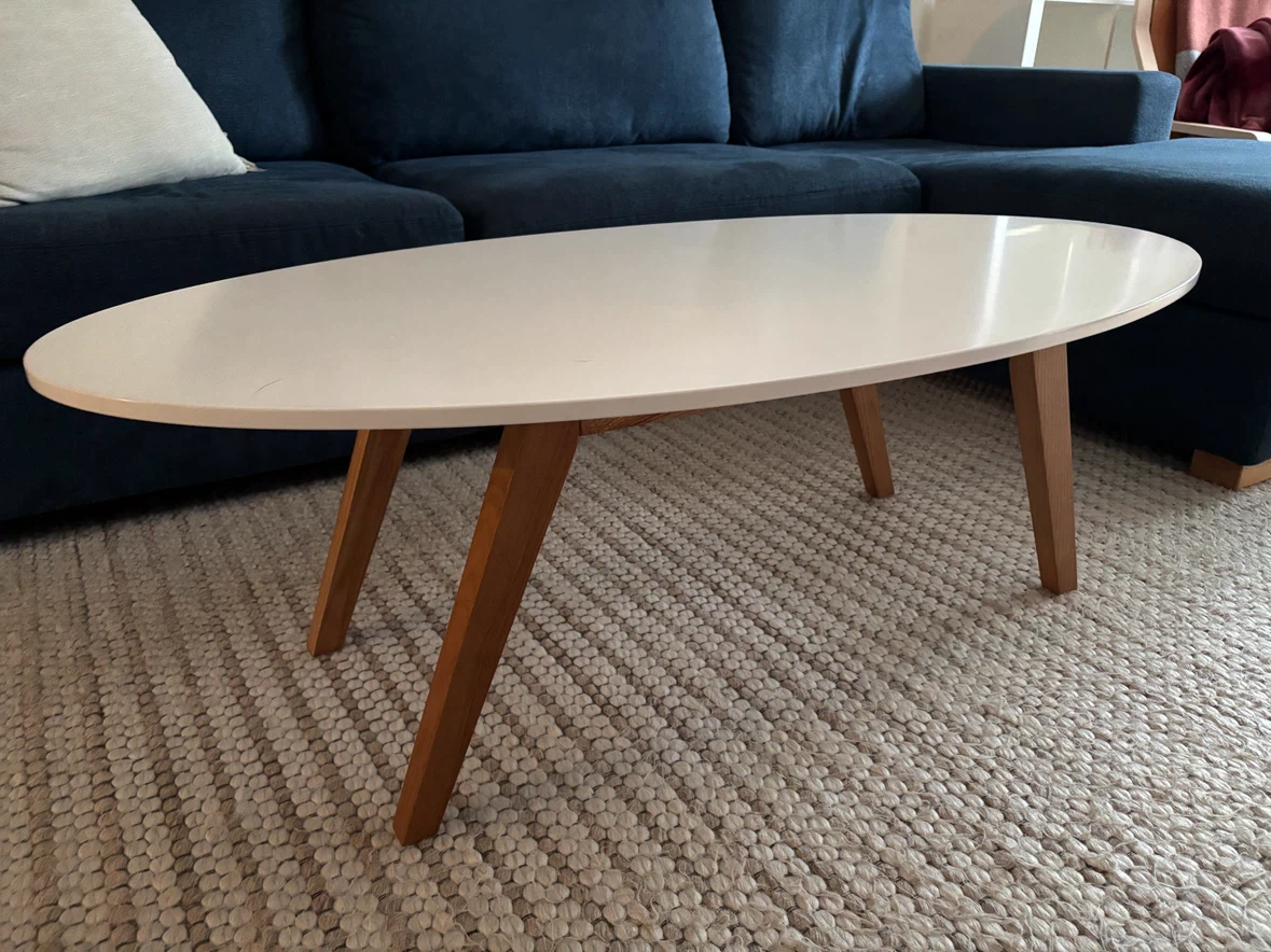 Oval Coffee Table with Wooden Legs
