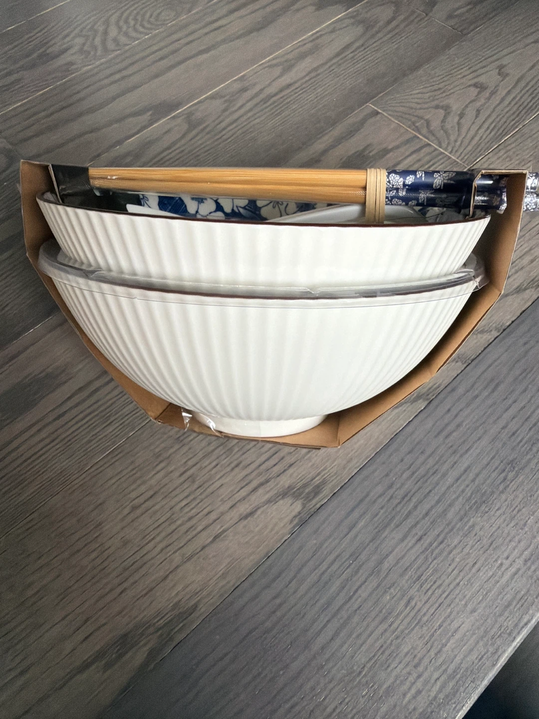 Blue and White Floral Noodle Bowl Set - photo 2