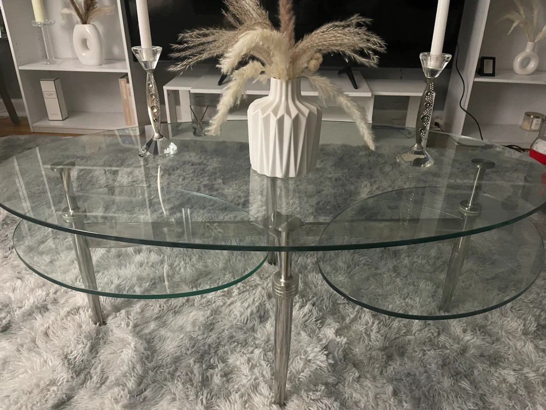 Modern Oval Glass Coffee Table