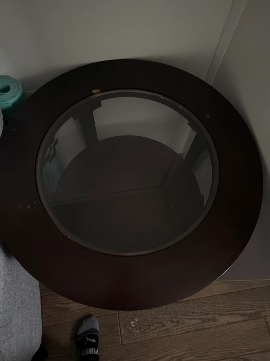 Dark Brown Round Glass-Top Side Table - photo 2