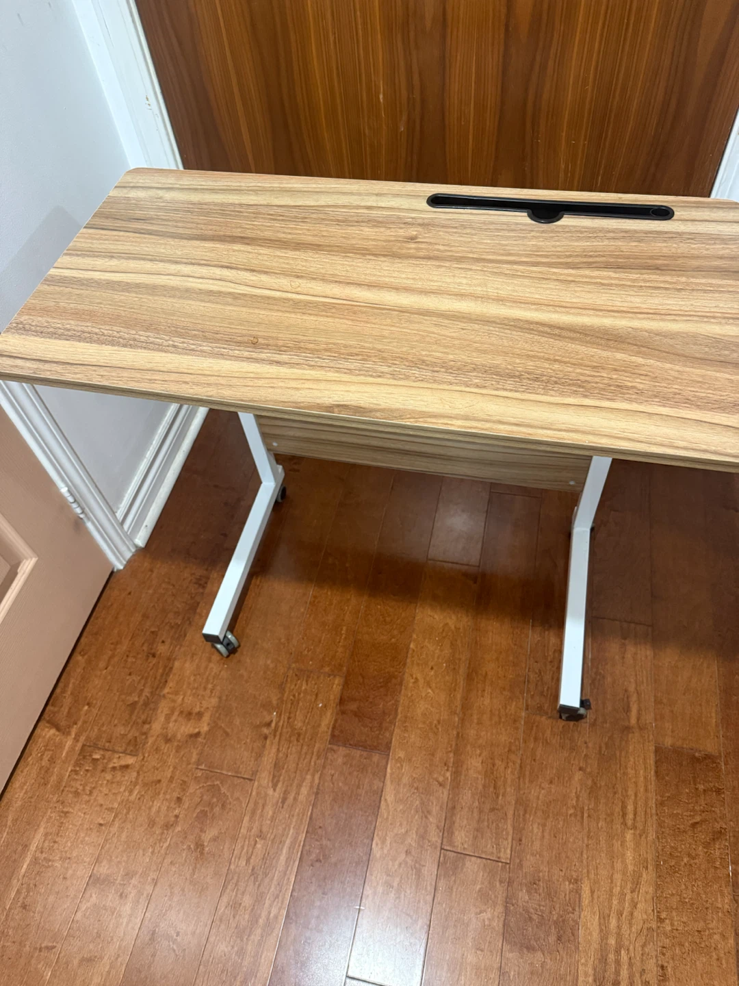Mobile Rolling Laptop Desk with Wood Finish