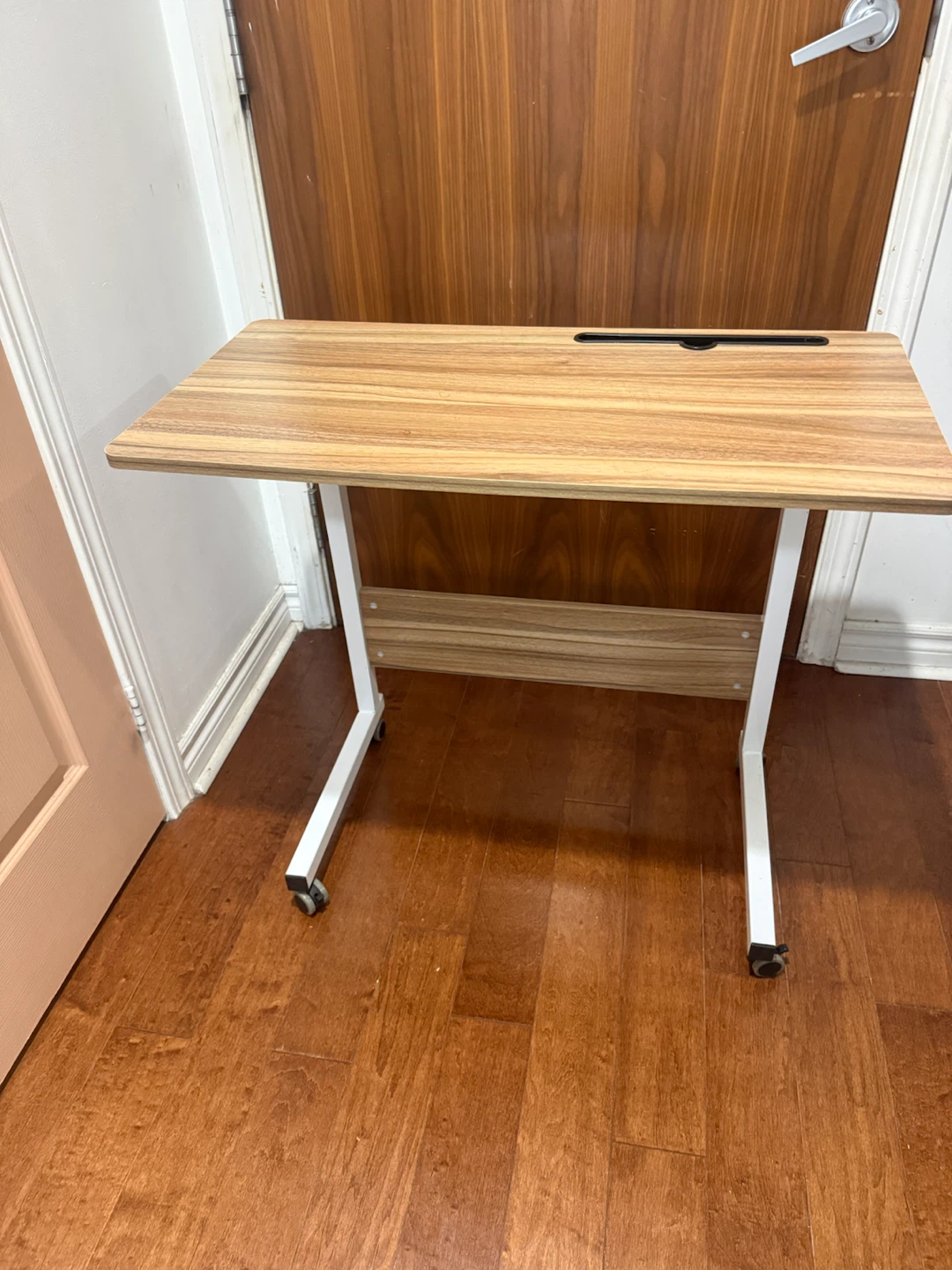 Mobile Rolling Laptop Desk with Wood Finish - photo 2
