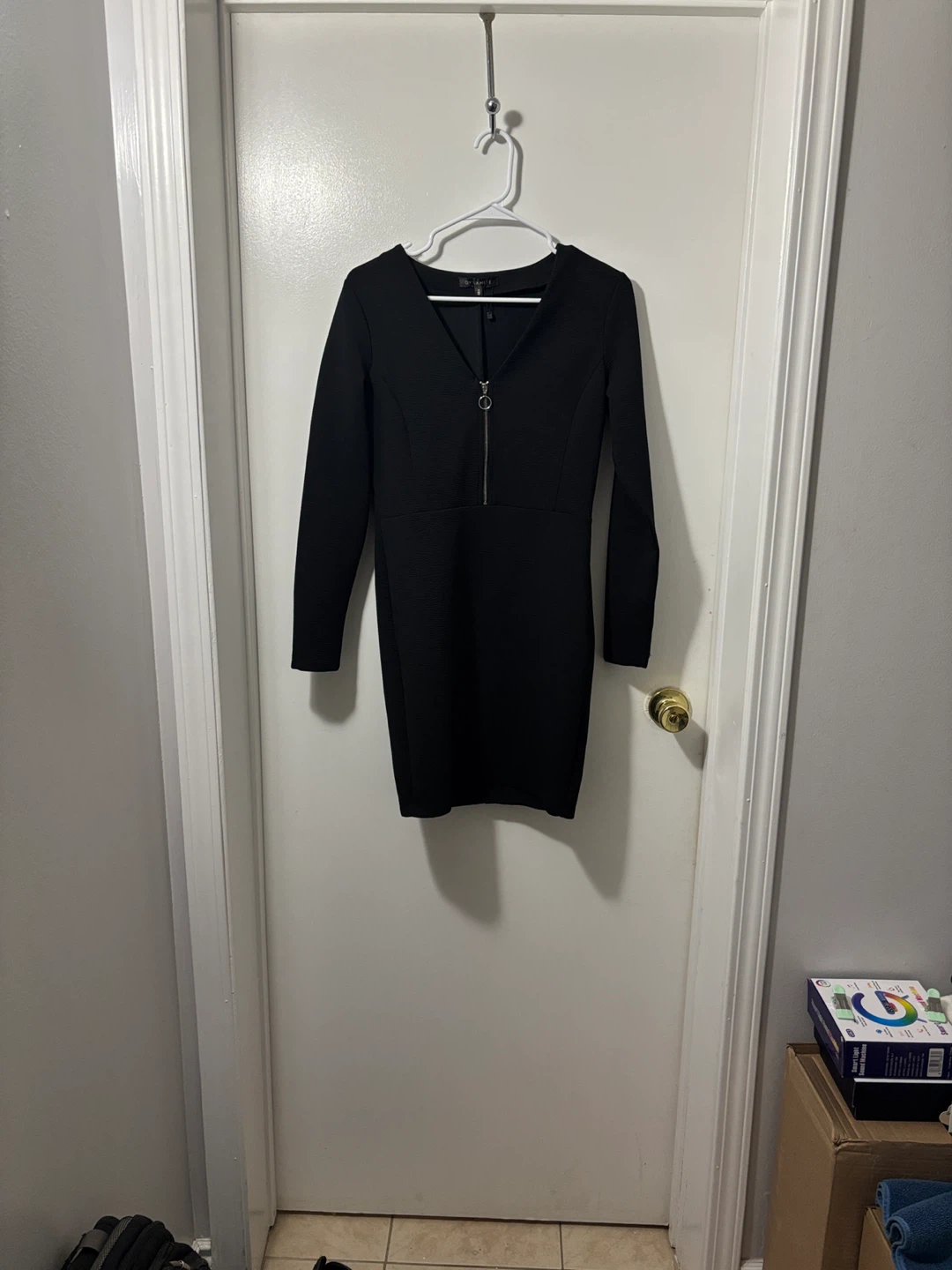 Dynamite Black Zip-Front Dress