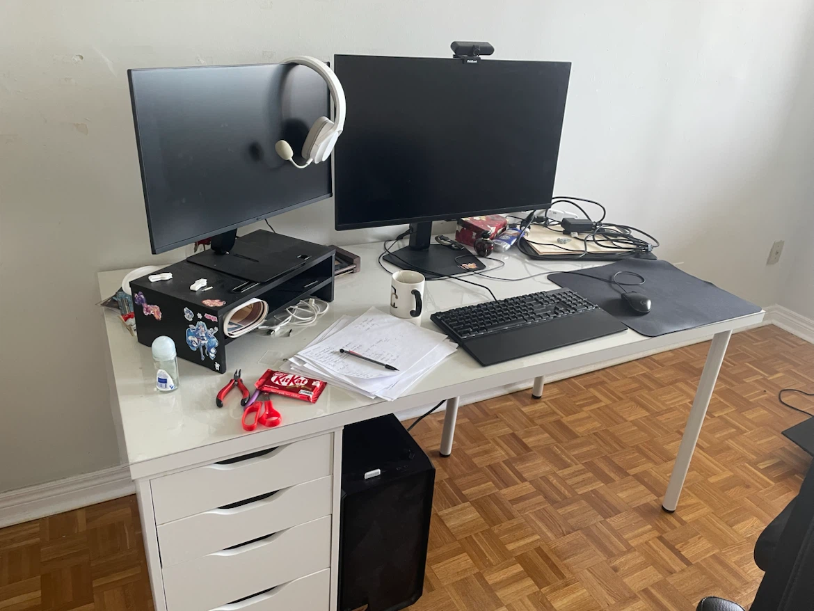 IKEA White Desk 160 × 80 cm with Storage Drawers