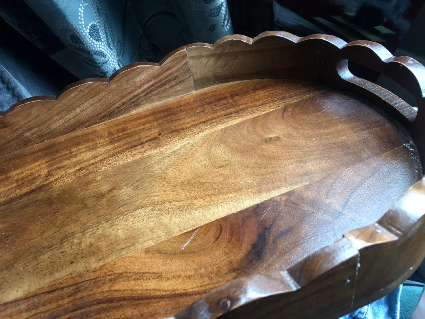 Acacia Wood Scalloped Serving Tray - photo 2
