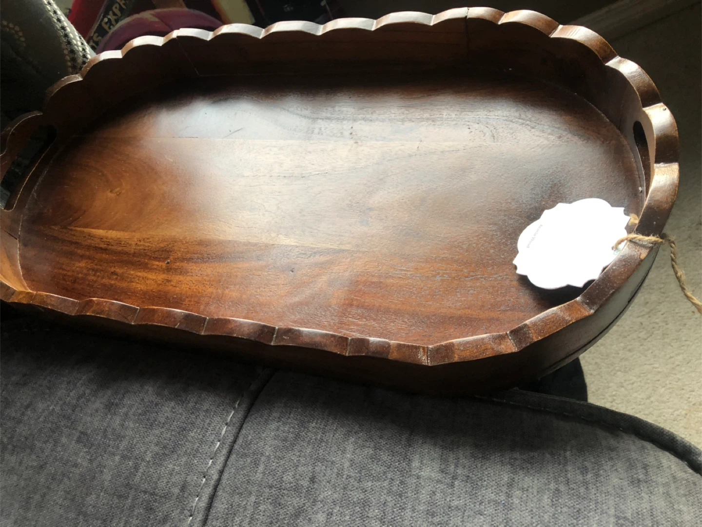 Acacia Wood Scalloped Serving Tray