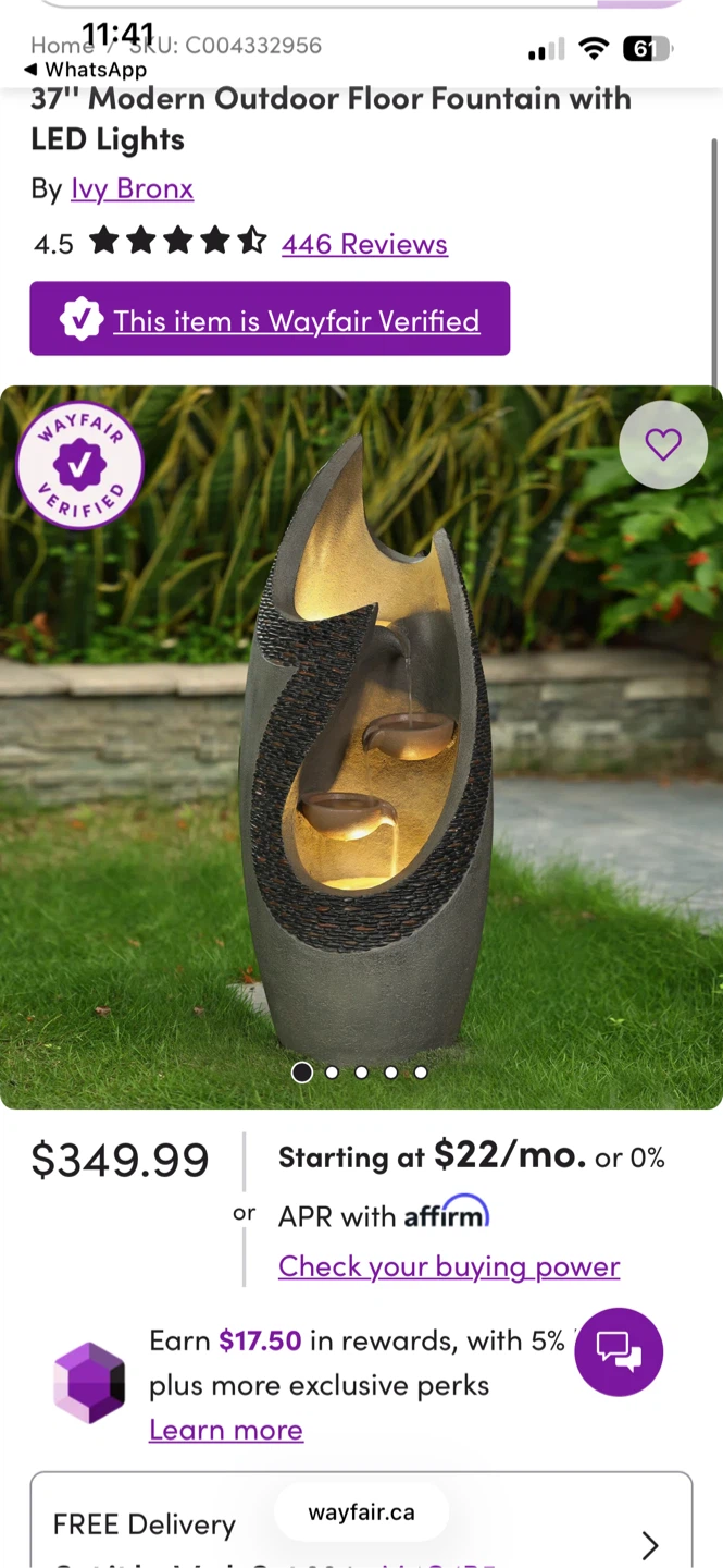 Ivy Bronx 37-inch Modern Outdoor Floor Fountain
