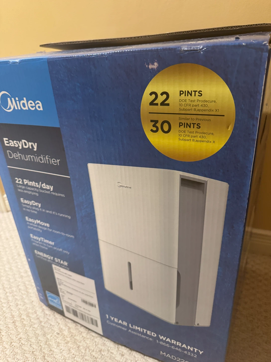 Midea EasyDry 22 Pint Dehumidifier