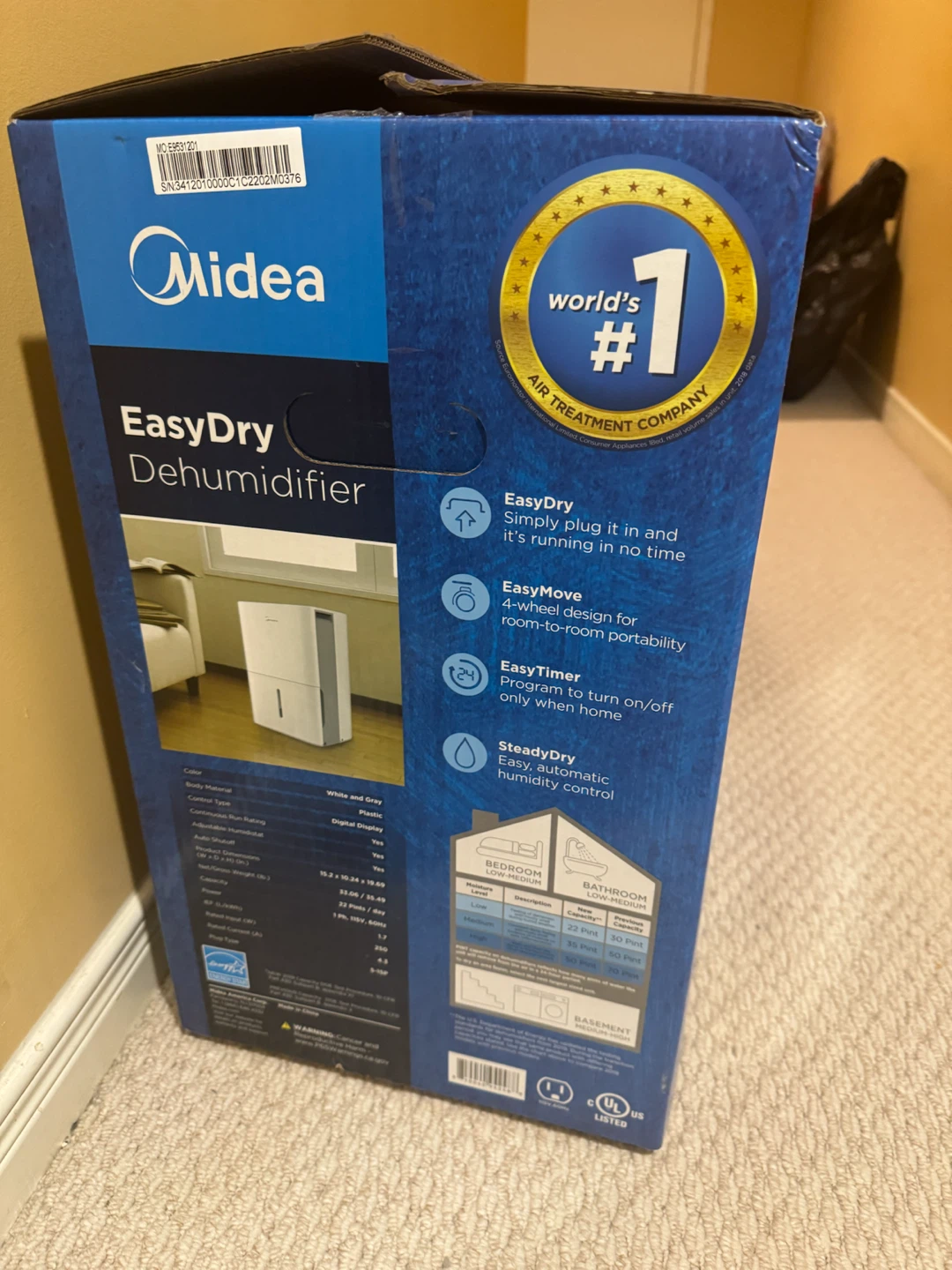 Midea EasyDry 22 Pint Dehumidifier - photo 2