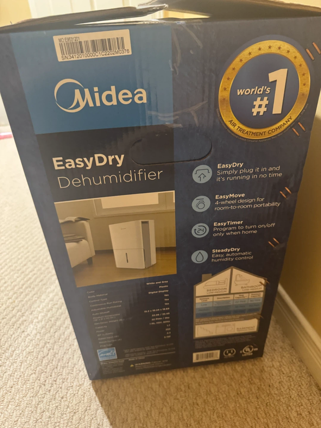 Midea EasyDry 22 Pint Dehumidifier - photo 3