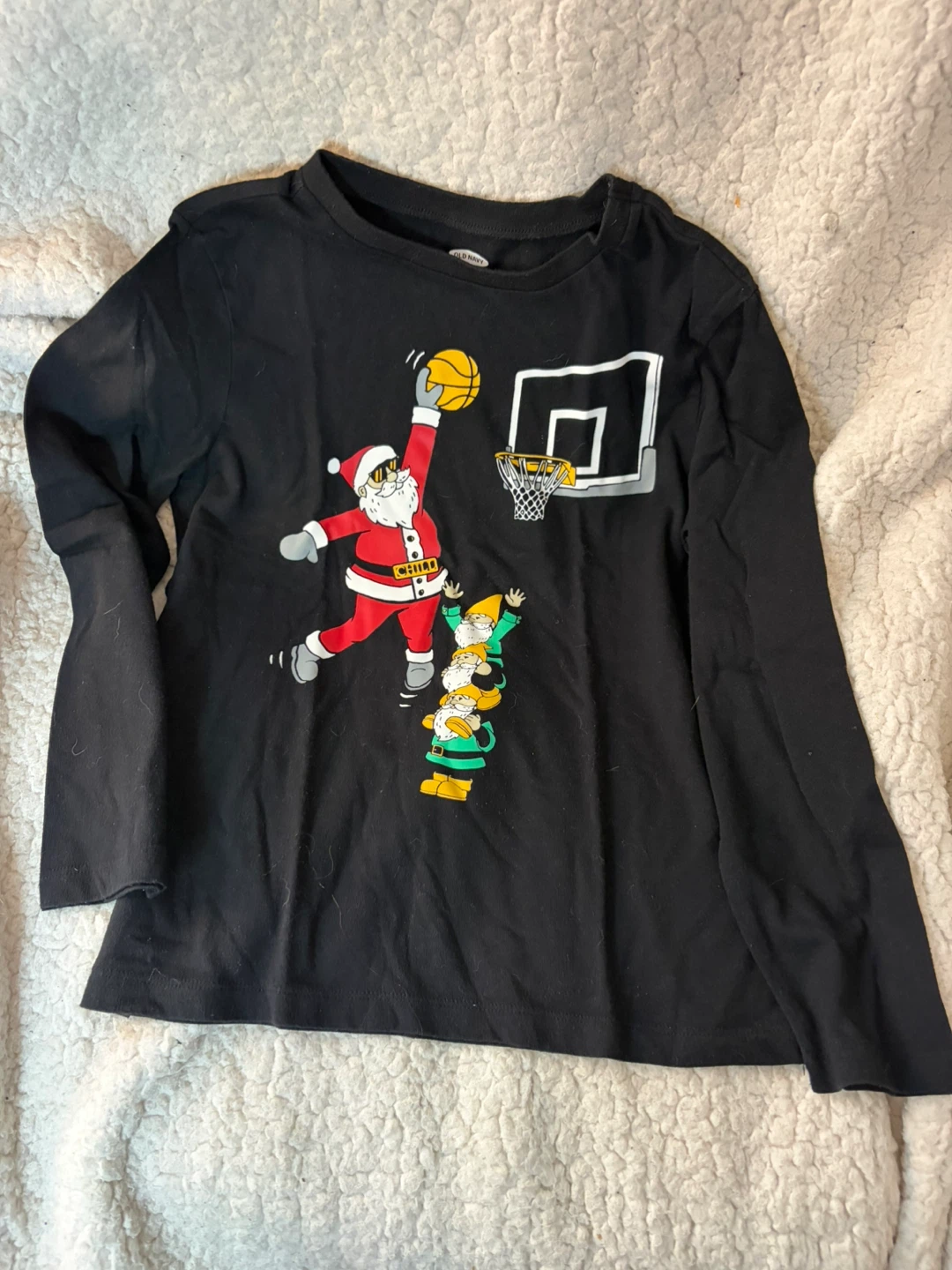 Old Navy Boys Basketball Santa Long Sleeve Shirt