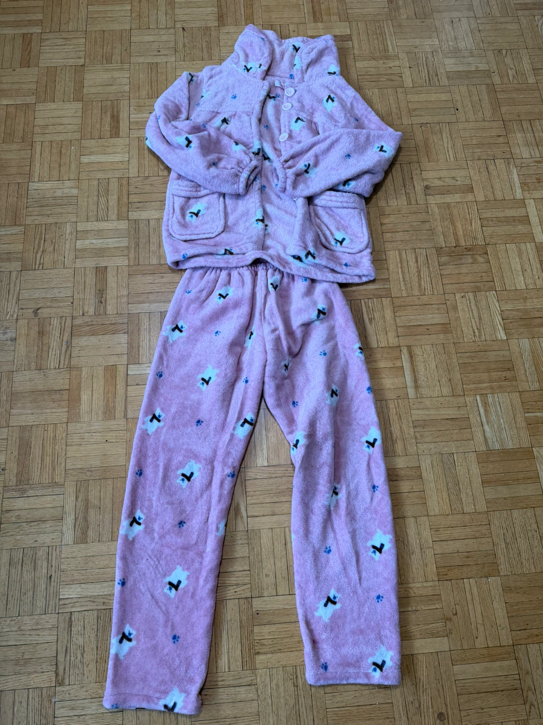 Pink Fleece Polar Bear Pajama Set