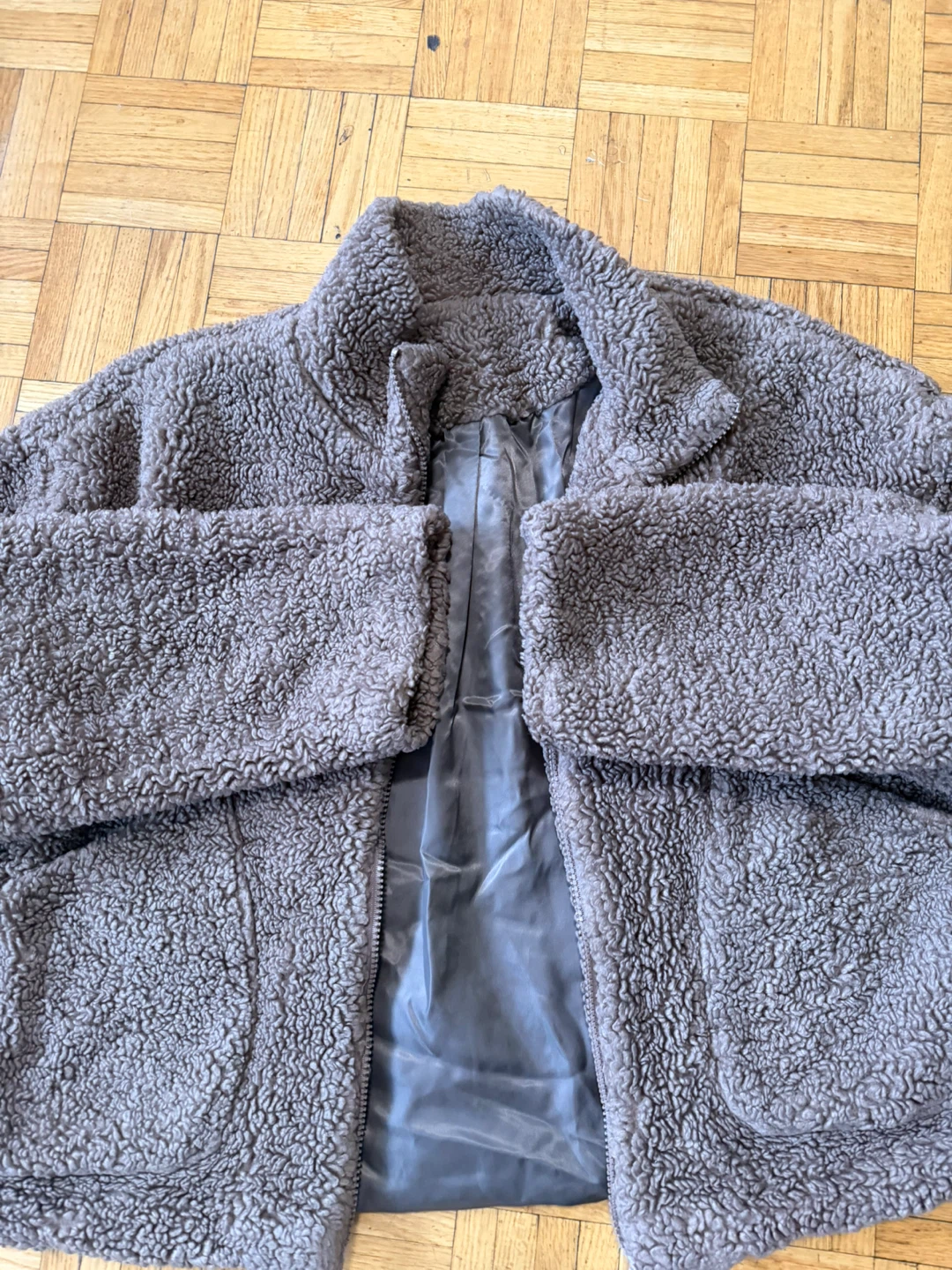 Taupe Sherpa Fleece Zip-Up Jacket - photo 2