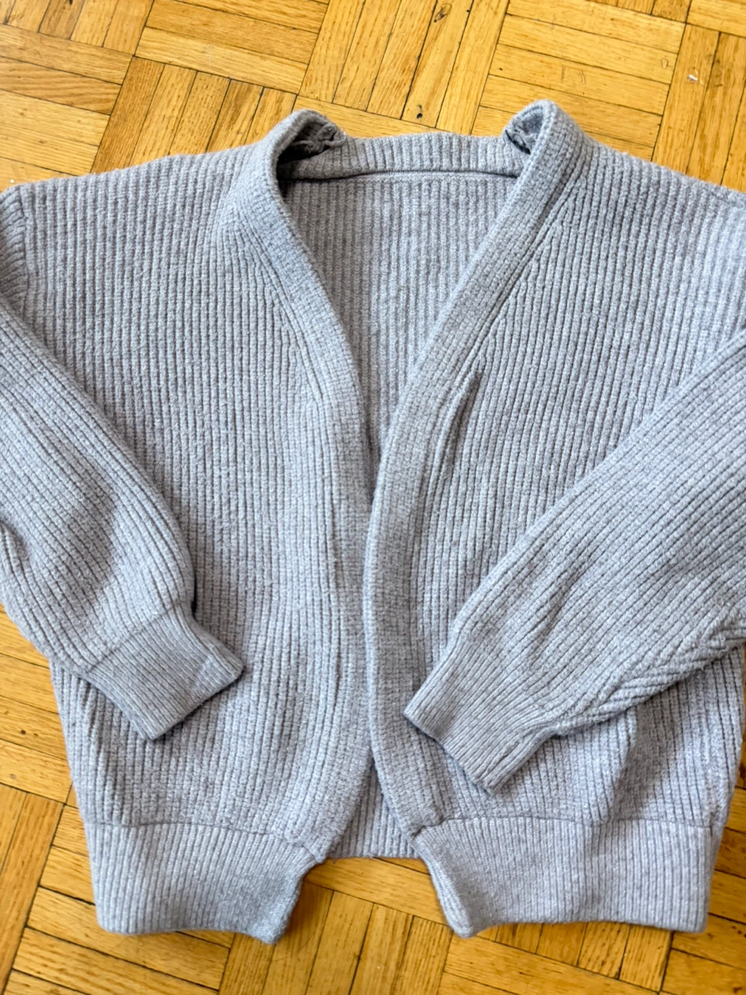 Light Grey Ribbed Knit Cardigan
