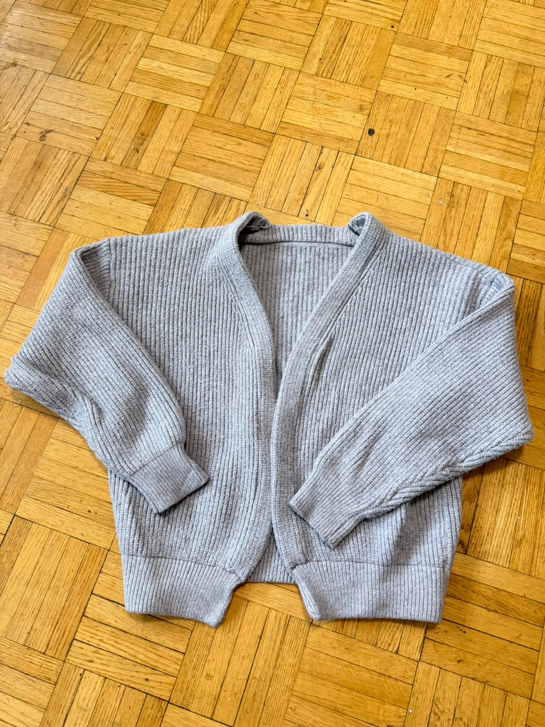 Light Grey Ribbed Knit Cardigan - photo 2