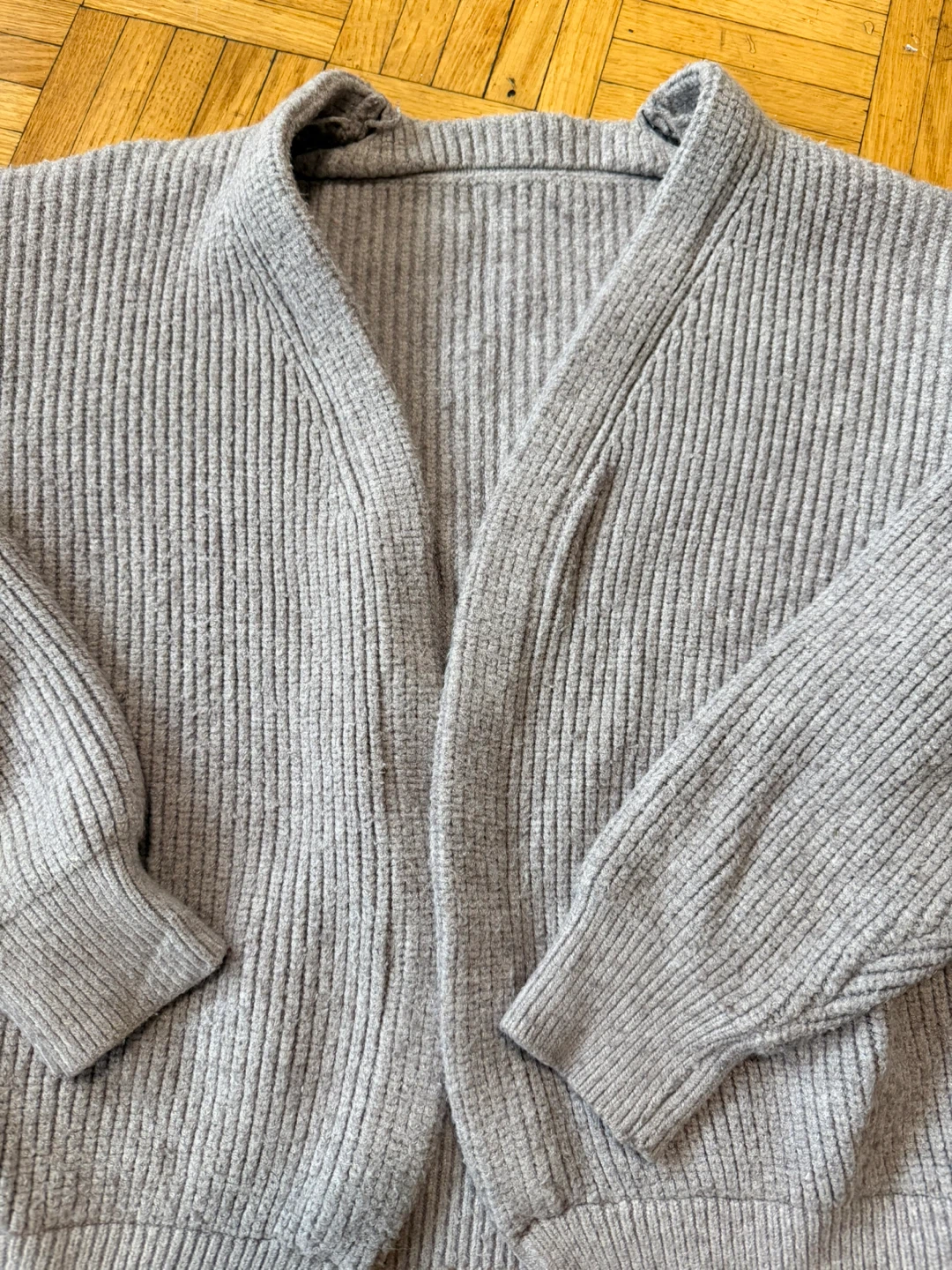 Light Grey Ribbed Knit Cardigan - photo 3
