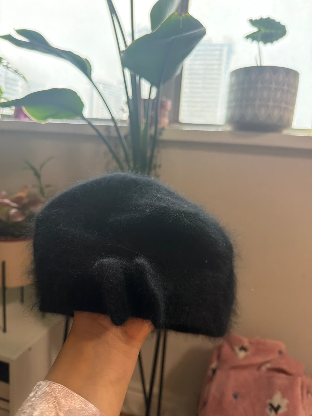 Black Angora Blend Beanie
