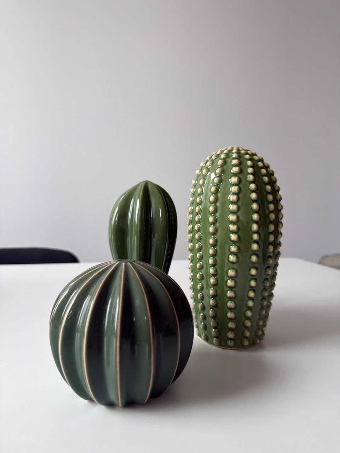Set of 3 Decorative Ceramic Cactus Figures