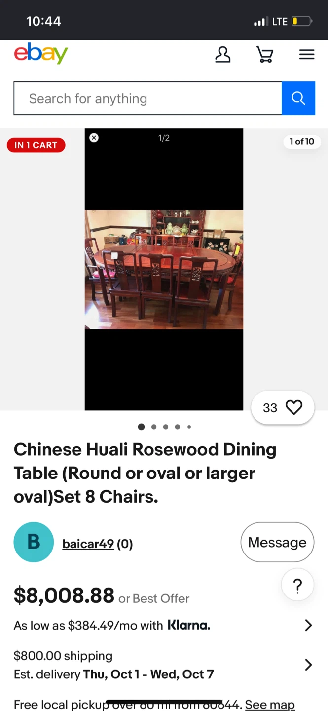 Huali Rosewood Dining Set with 8 Chairs - photo 3