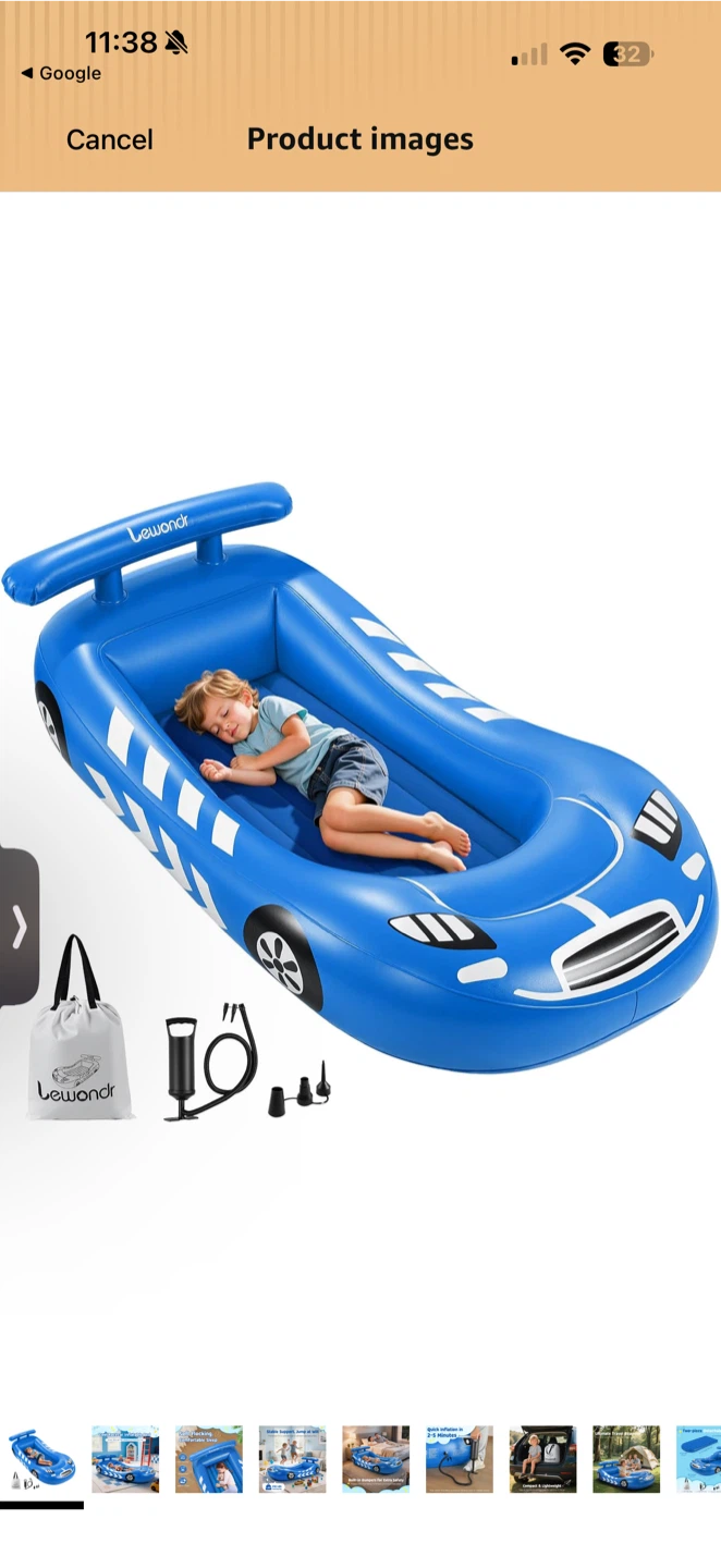 Lewondr Inflatable Car Toddler Bed