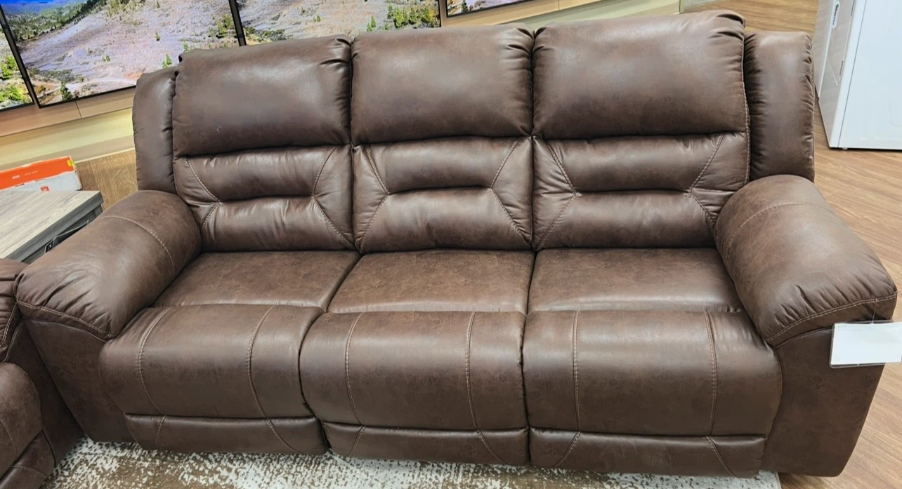 Brown Leather Reclining Sofa - photo 2