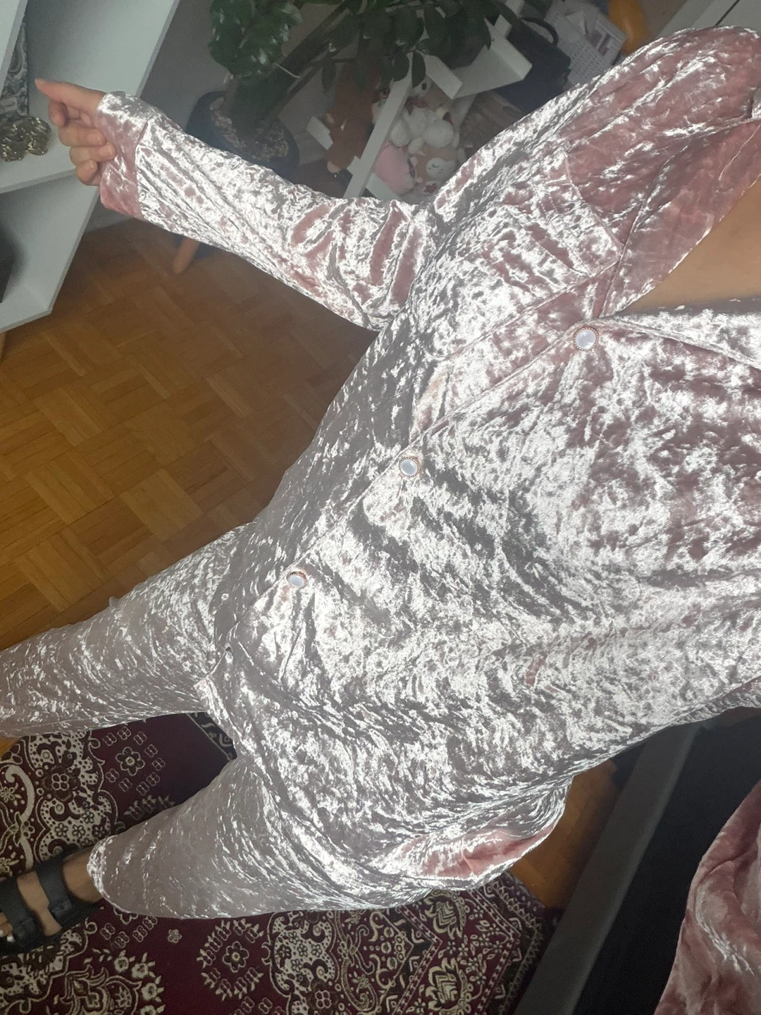 Pink Crushed Velvet Pajama Set - photo 3