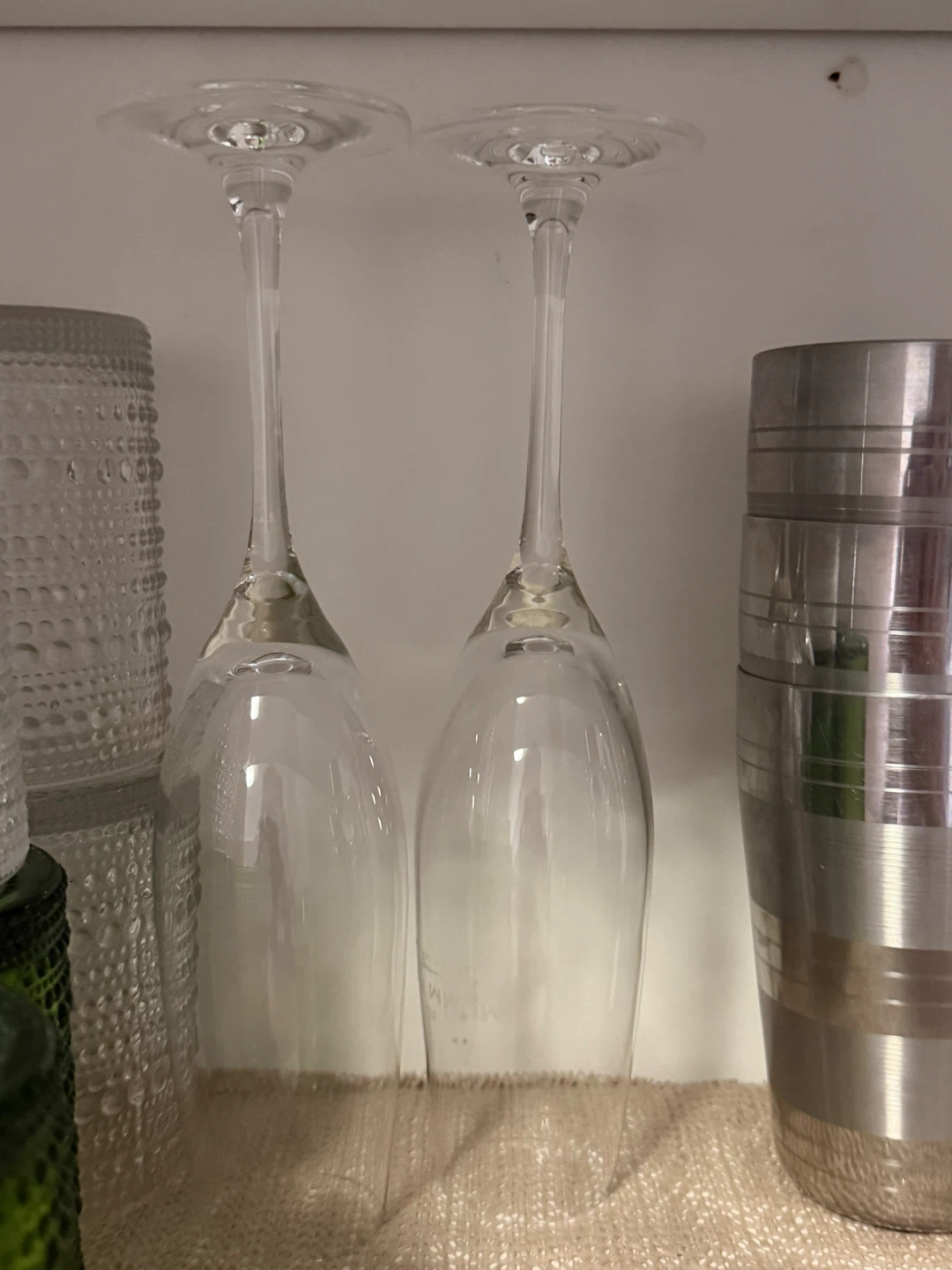 Two Clear Glass Champagne Flutes