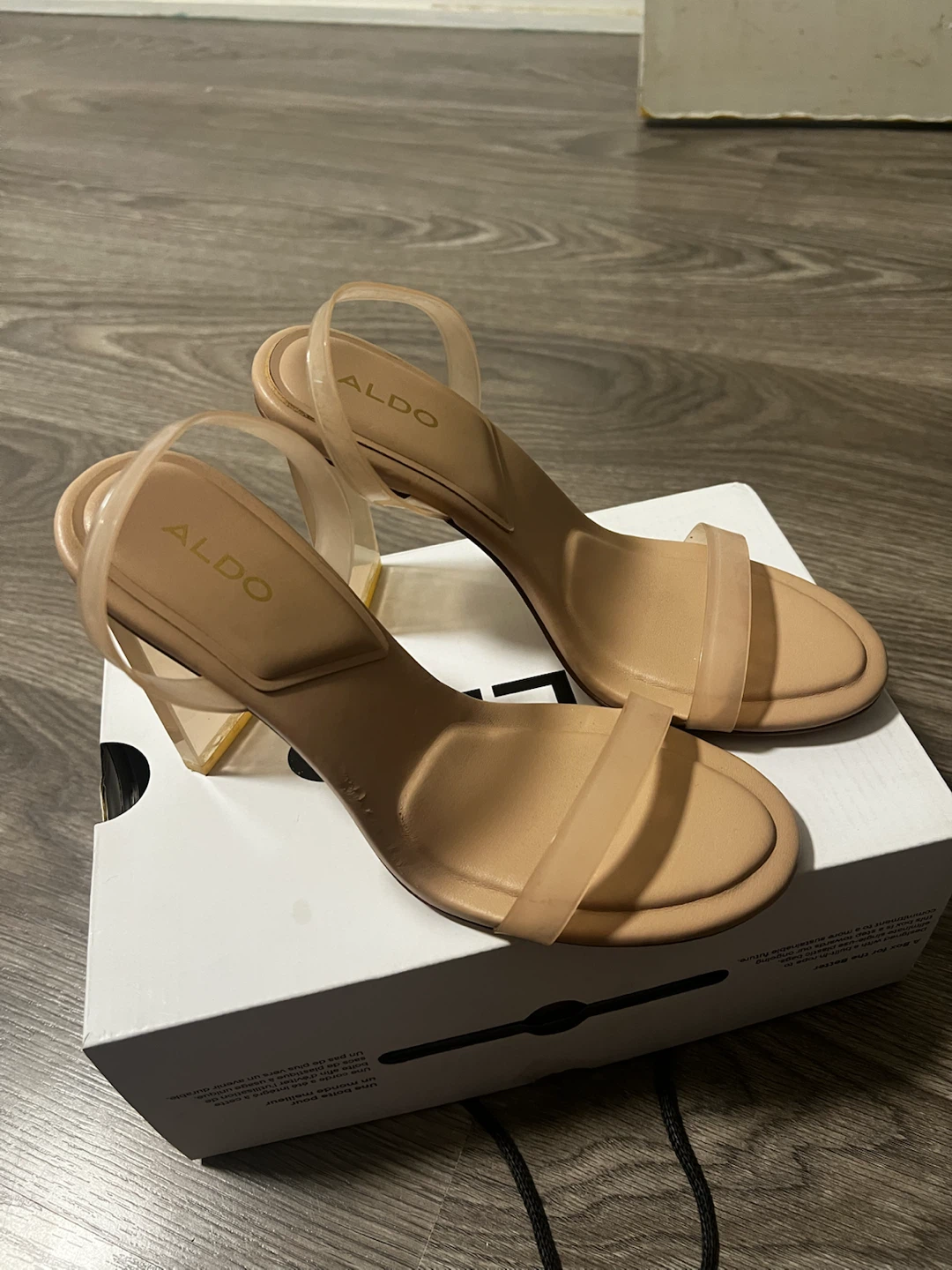 ALDO Vitra Clear Block Heel Sandals - Beige Size 8