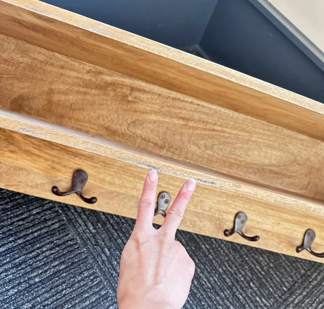Solid Wood Wall-Mounted Entryway Shelf with 5 Hooks - photo 3