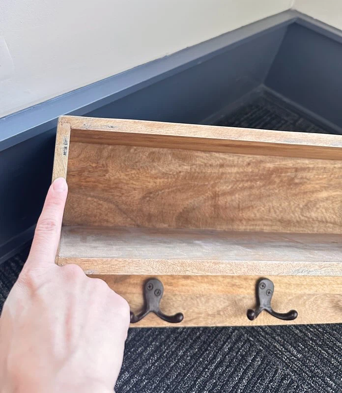 Solid Wood Wall-Mounted Entryway Shelf with 5 Hooks - photo 4