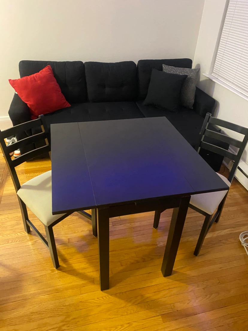 Black Dining Table with Two Chairs