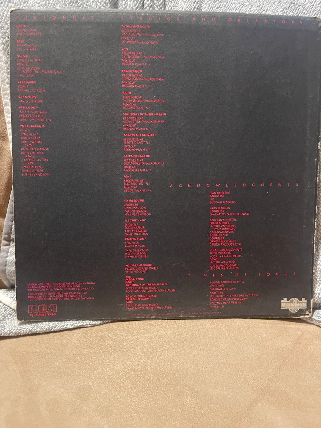 David Bowie Young Americans Vinyl Record - photo 2