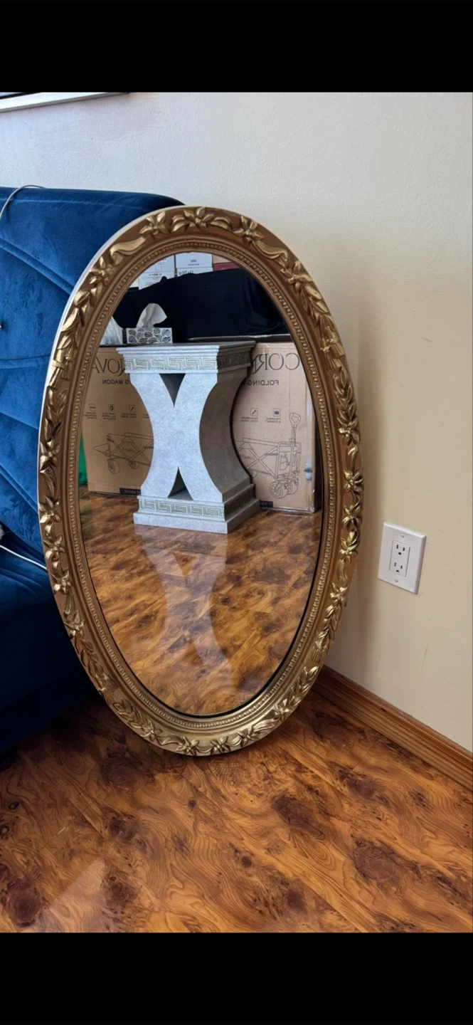 Vintage Style Oval Gold Wall Mirror
