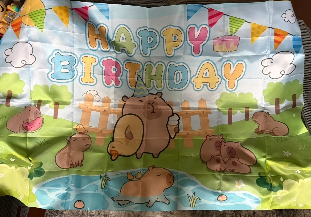 Capybara Happy Birthday Party Banner