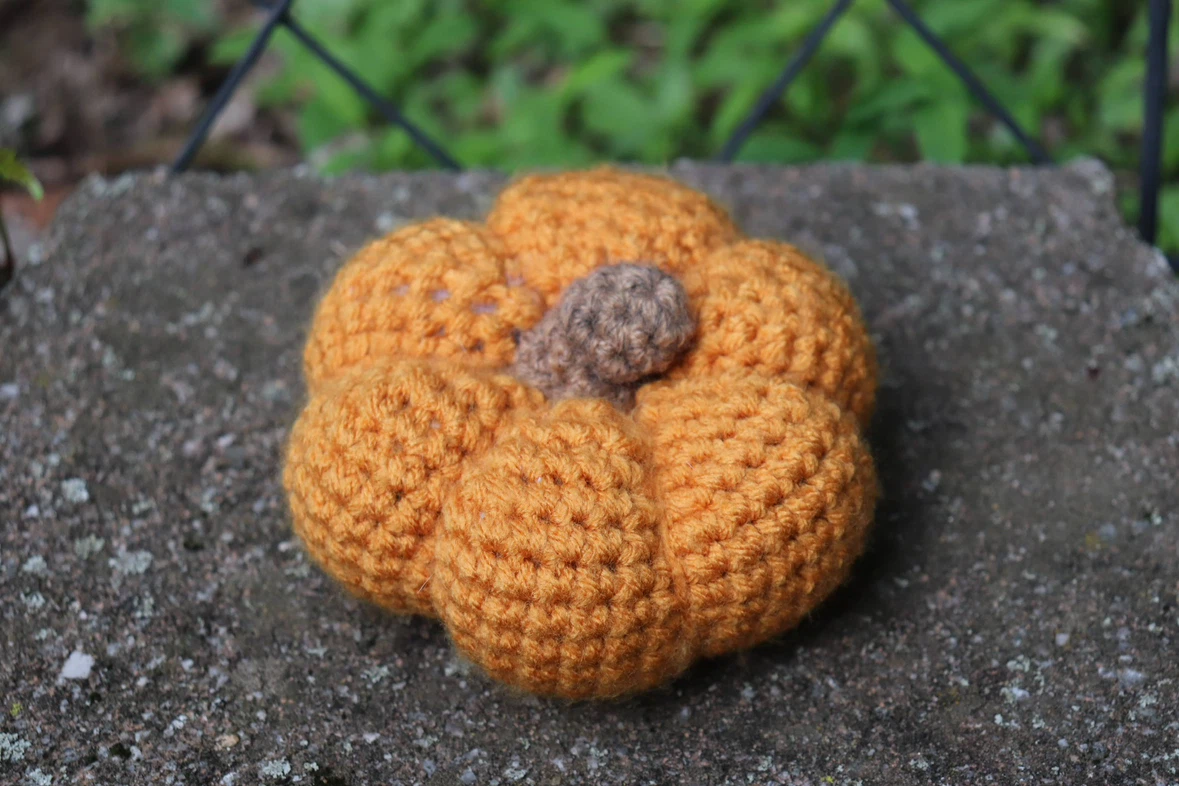 Hand-Crocheted Orange Pumpkin Decor