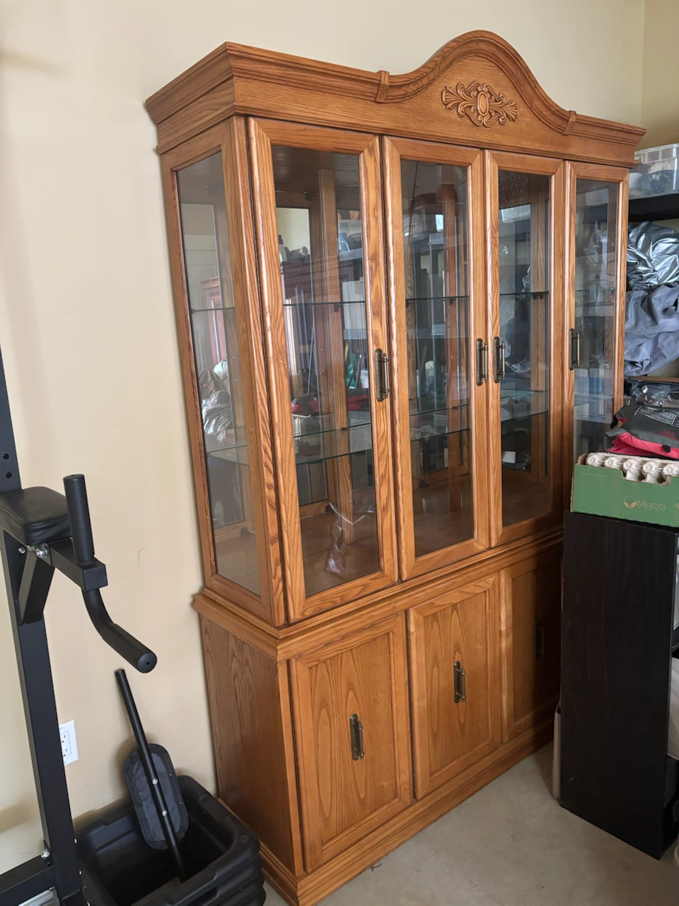 Oak China Cabinet with Glass Display